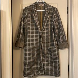 Philosophy Republic Clothing longline plaid blazer, women's size Large.